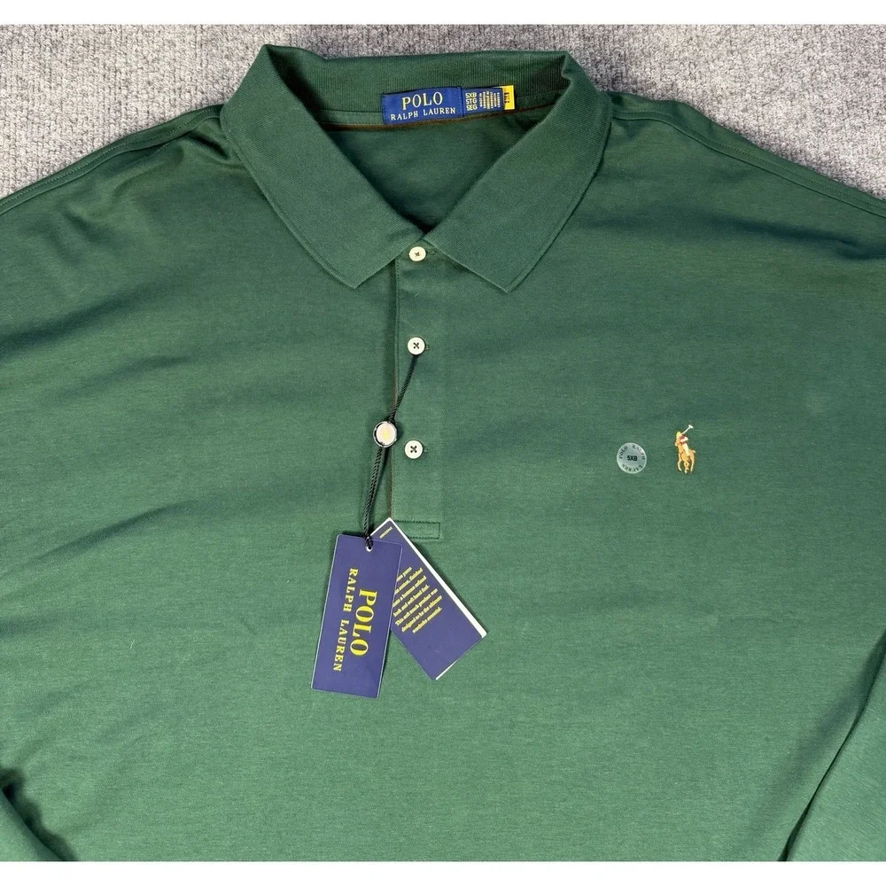 Polo Ralph Lauren Shirt Mens 5XB Green Long Sleeve Flesh Pony Logo Commute New